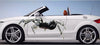 robot spider vinyl graphics on white sports car